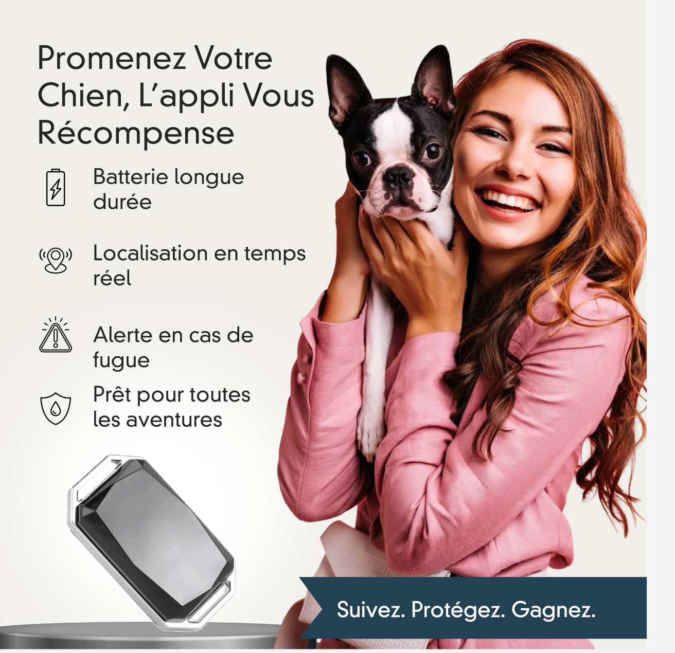 Viva+ GPS 4G pour chien | 1 an d'abonnement inclus | Suivi en temps réel