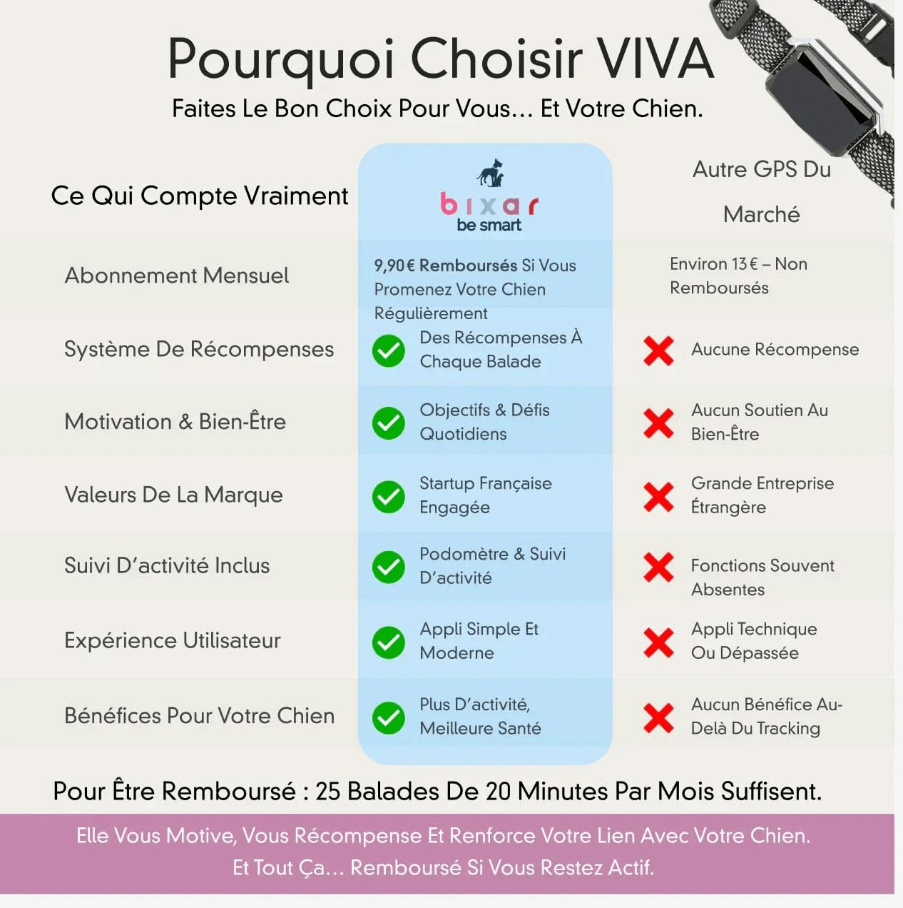 Viva+ GPS 4G pour chien | 1 an d'abonnement inclus | Suivi en temps réel - Bixar