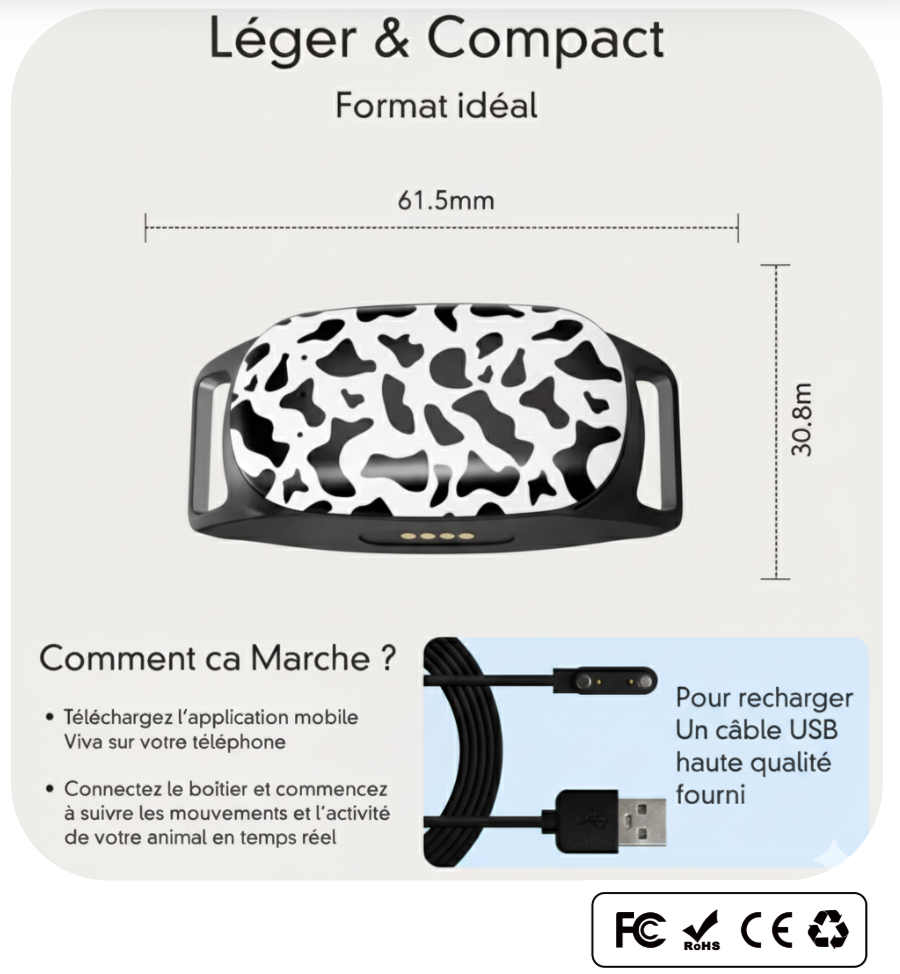 Viva+mini GPS 4G pour chien et chat | 1 an d'abonnement inclus | Suivi en temps réel