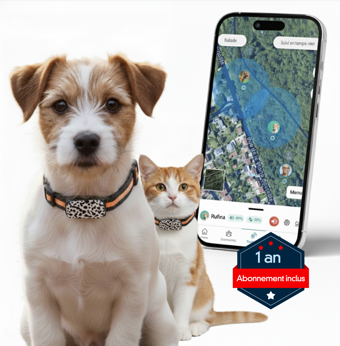 Viva+mini GPS 4G pour chien et chat | 1 an d'abonnement inclus | Suivi en temps réel